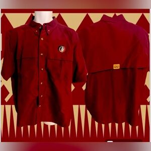 FSU Florida State Seminoles Game Guard Garnet Mens L Large Vented Logo Shirt EUC